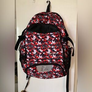 Red and Black Camouflage Backpack